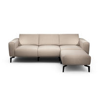 Dreisitzer inkl. Hocker in Chenille Sandfarben  - Sandfarben/Schwarz, Design, Textil/Metall (250/86/86-94cm) - SENSOO