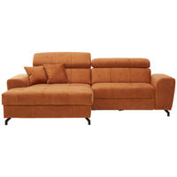 ECKSOFA  in Velours Orange  181/267 cm  - Schwarz/Orange, Design, Textil/Metall (181/267cm) - Carryhome