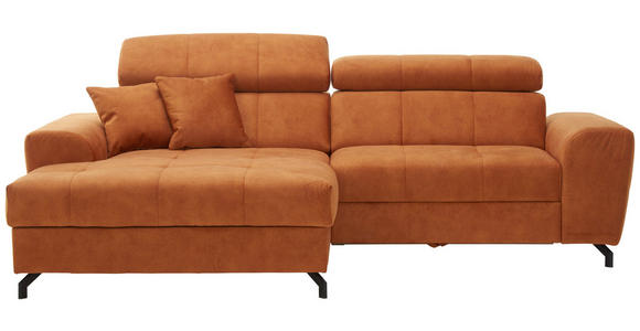 ECKSOFA  in Velours Orange   - Schwarz/Orange, Design, Textil/Metall (181/267cm) - Carryhome