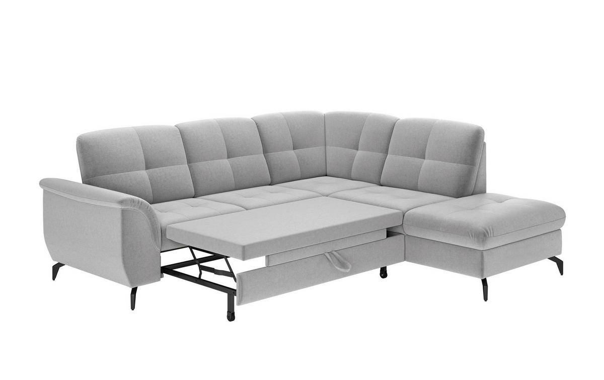 ECKSOFA in Flachgewebe Hellgrau  244/212 cm  - Hellgrau/Schwarz, MODERN, Textil/Metall (244/212cm) - Sit & More