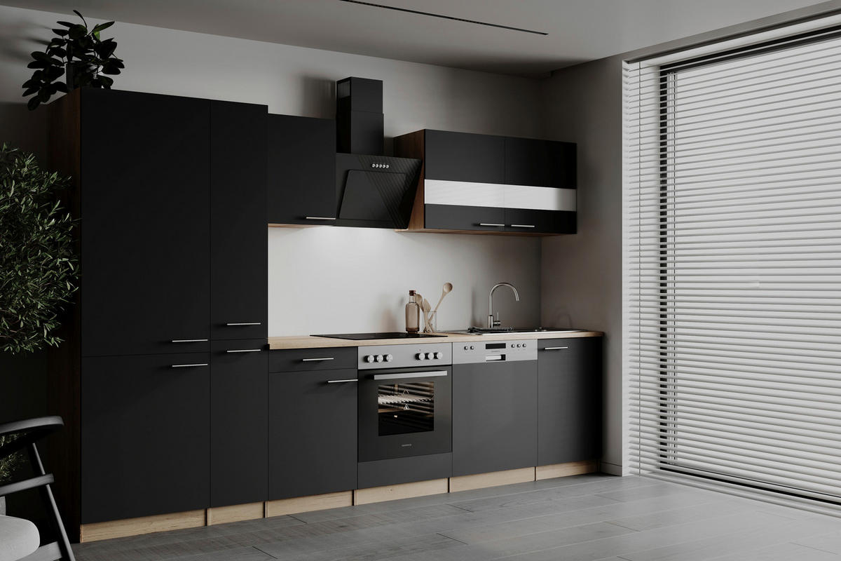 MODULKÖK 310 cm   i svart  - stålfärgad/svart, Basics, metall/trämaterial (310cm) - Respekta