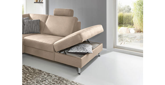 ECKSOFA in Mikrofaser Beige  - Beige/Alufarben, Design, Textil/Metall (275/242cm) - Dieter Knoll