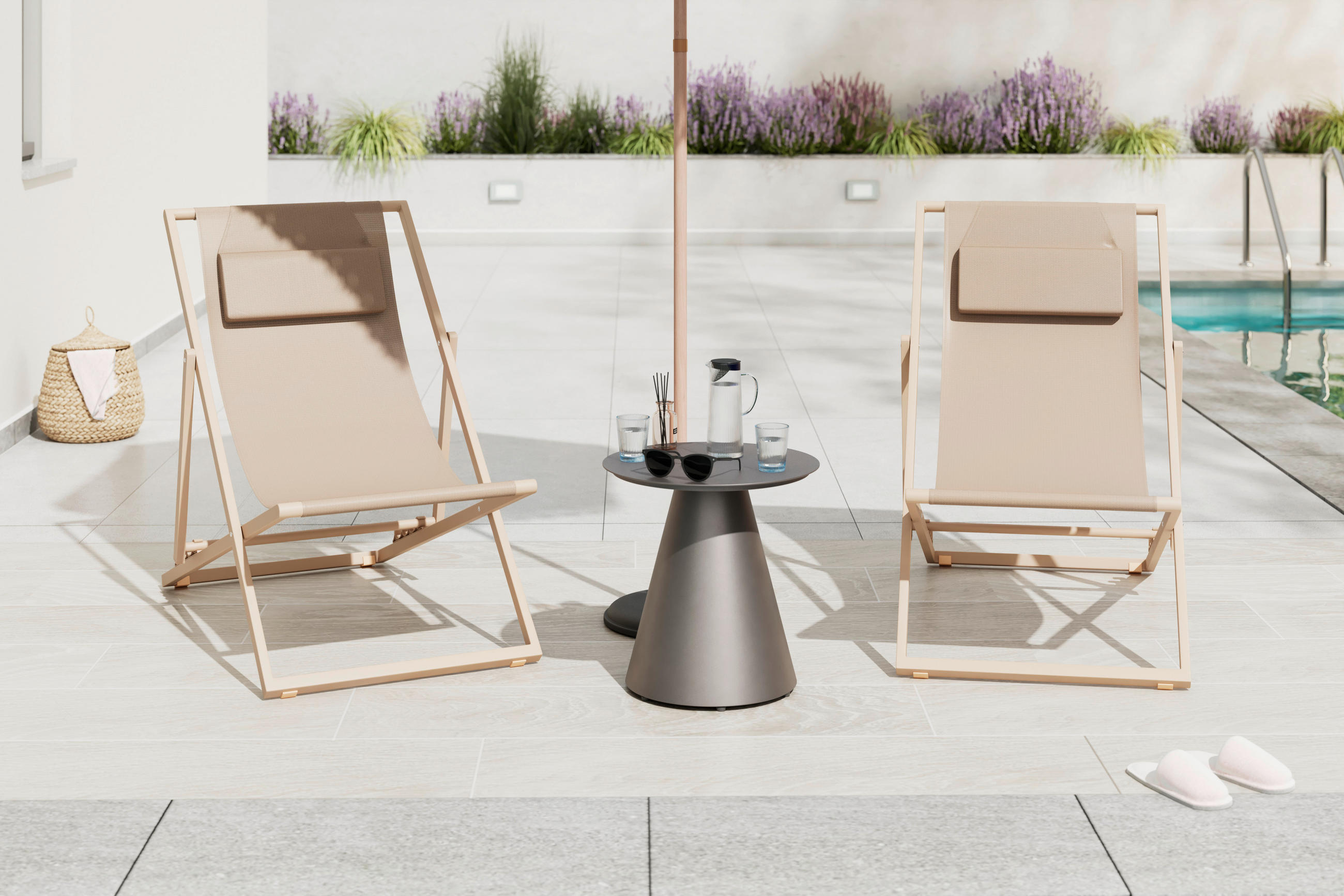 SONNENLIEGE 104/76-93/63 cm  - Creme, MODERN, Textil/Metall (104/76-93/63cm) - Ambia Garden