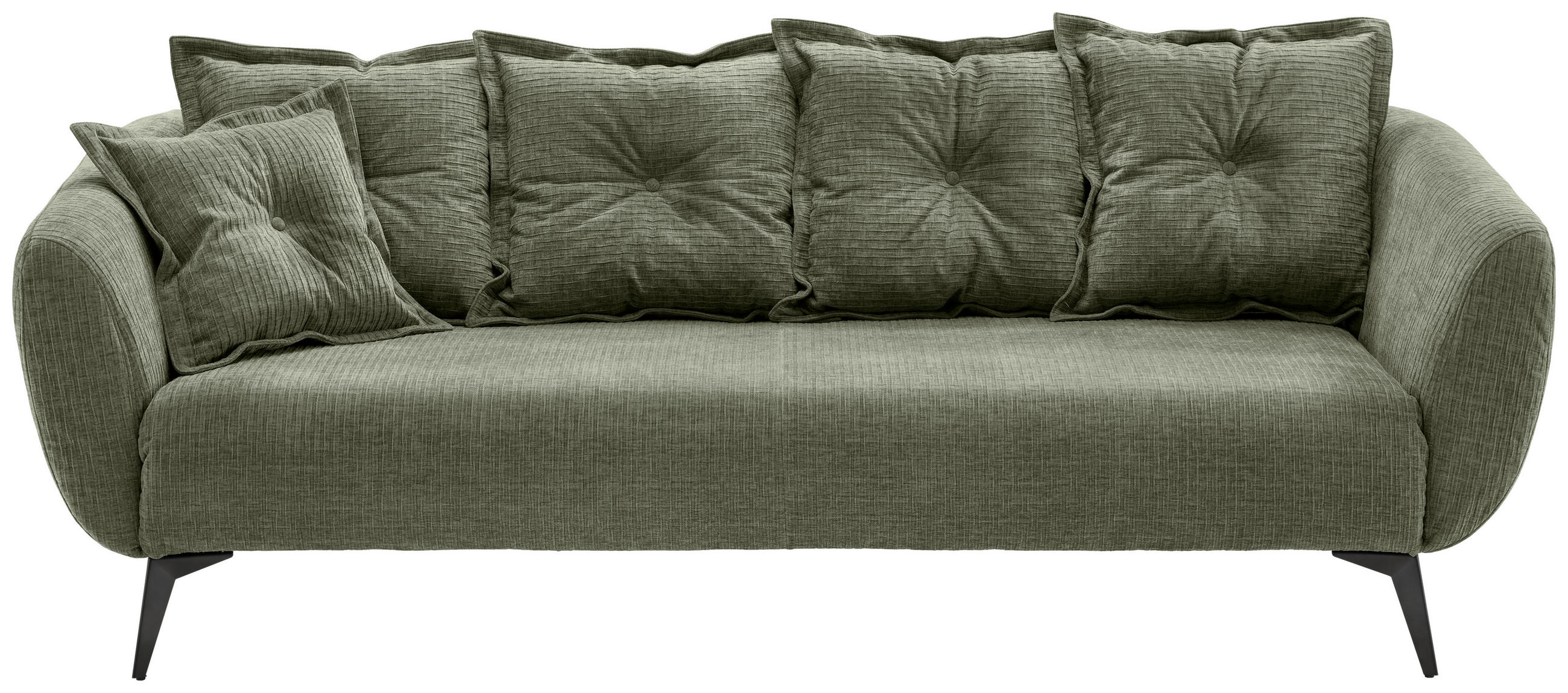 3-SITZER-SOFA Mikrofaser Olivgrün  - Schwarz/Olivgrün, MODERN, Textil/Metall (236/94/103cm) - Livetastic