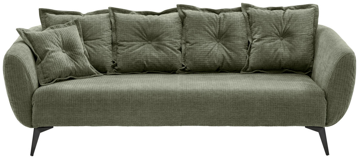 3-SITZER-SOFA Mikrofaser Olivgrün  - Schwarz/Olivgrün, MODERN, Textil/Metall (236/94/103cm) - Livetastic