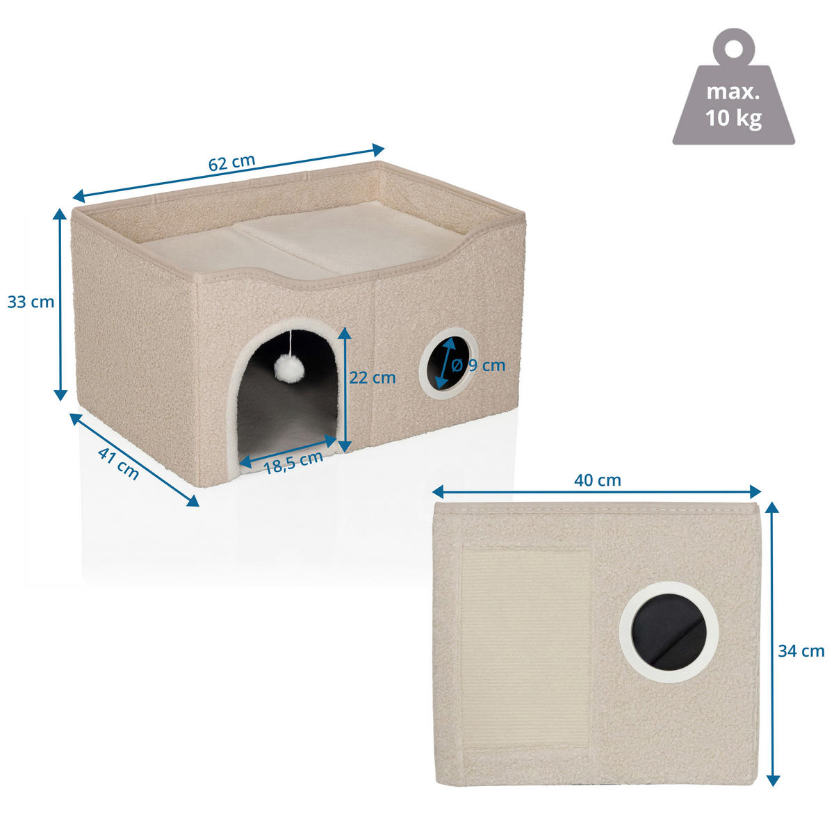 TIERHAUS - Beige, MODERN, Textil (62/33/41cm) - MID.YOU