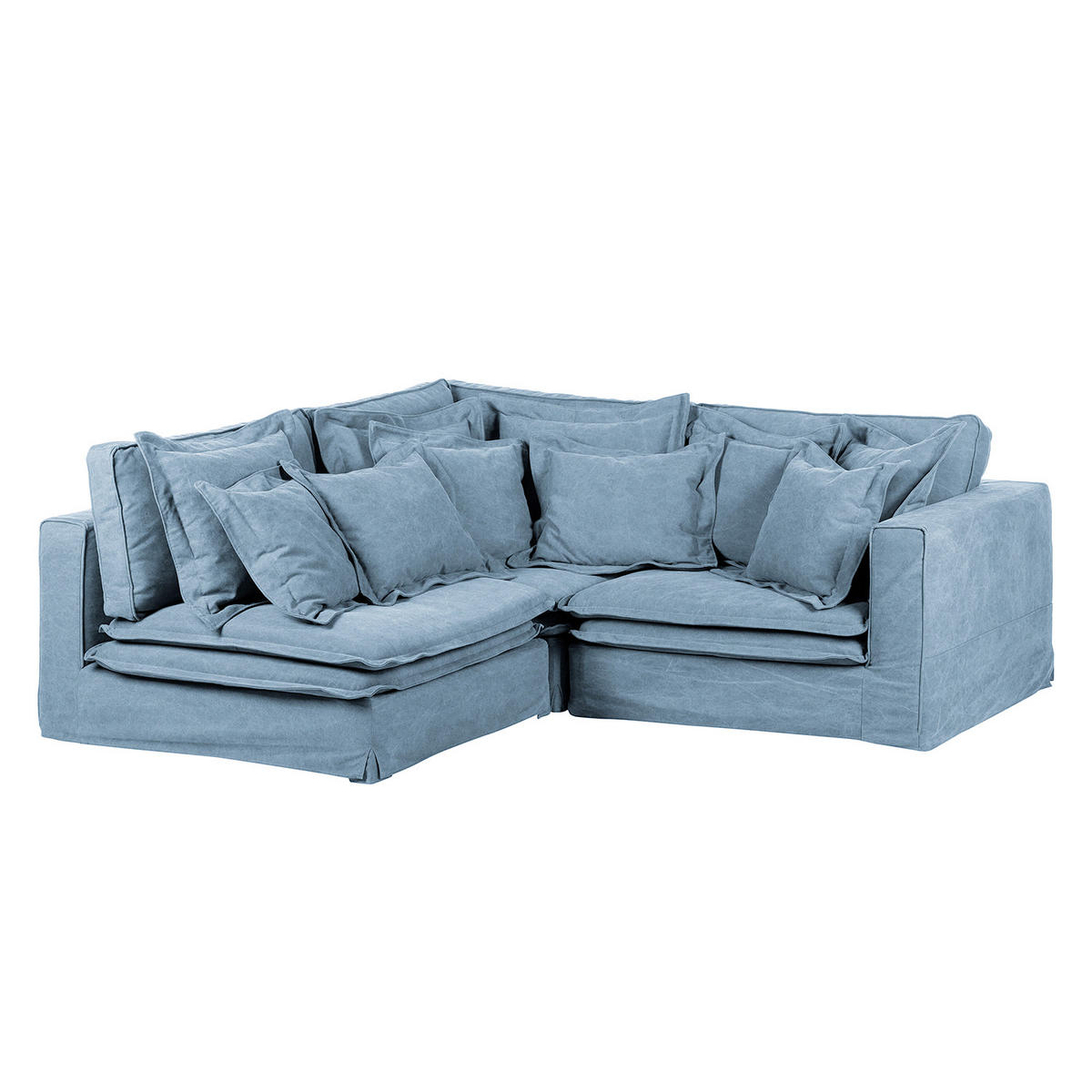 ECKSOFA STELLA Blau Webstoff Zierkissen, Rückenkissen  - Blau/Schwarz, Design, Kunststoff/Textil (238/222cm) - P & B