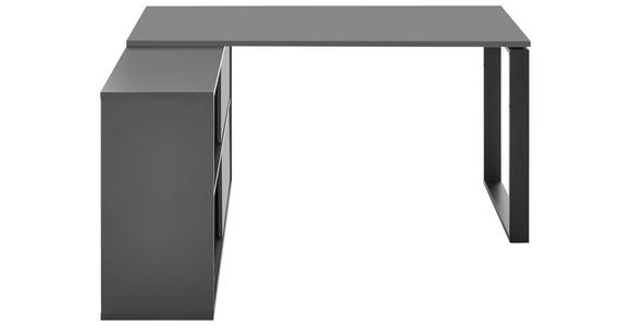 ECKSCHREIBTISCH 145/120/75 cm in Graphitfarben, Schwarz - Graphitfarben/Schwarz, MODERN, Holzwerkstoff/Metall (145/120/75cm) - Novel