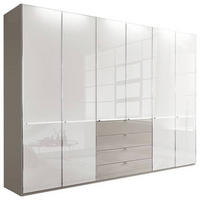 KLEIDERSCHRANK in Grau, Weiss  - Chromfarben/Weiss, Design, Glas/Holzwerkstoff (300/216/58cm) - Novel
