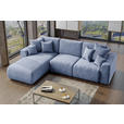 ECKSOFA in Samt Hellblau  - Chromfarben/Hellblau, KONVENTIONELL, Kunststoff/Textil (195/293cm) - Carryhome