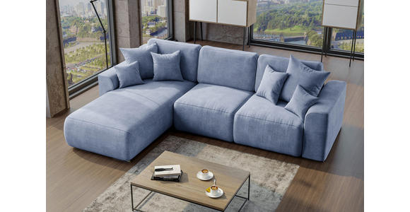 ECKSOFA in Samt Hellblau  - Chromfarben/Hellblau, KONVENTIONELL, Kunststoff/Textil (195/293cm) - Carryhome