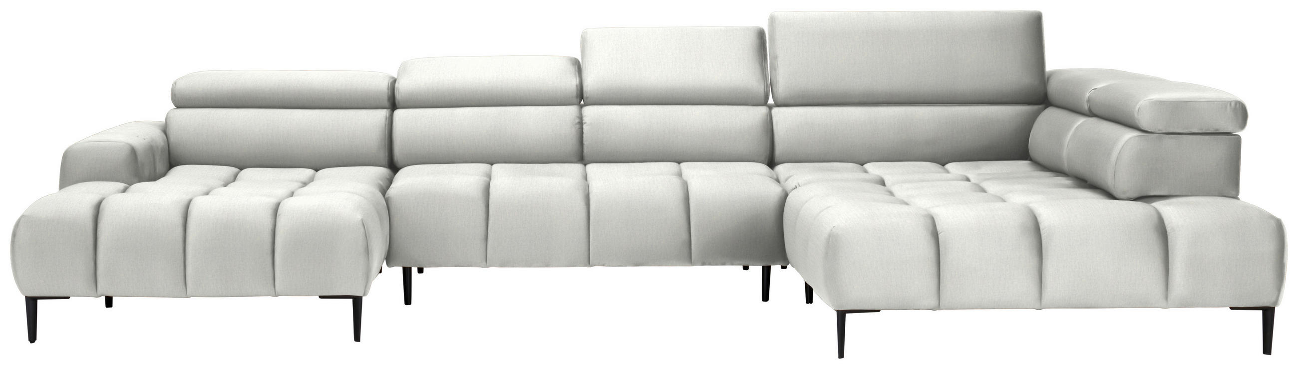 WOHNLANDSCHAFT Creme Samt, Webstoff  - Creme/Schwarz, Design, Textil/Metall (177/385/216cm) - Welnova
