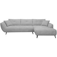 ECKSOFA Grau Chenille Armlehnenkissen, Rücken echt, Sitztiefenverstellung  - Schwarz/Grau, KONVENTIONELL, Textil/Metall (320/215cm) - Hom`in