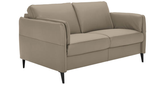 2,5-SITZER Latina in Echtleder Greige   - Greige/Schwarz, Design, Leder/Metall (164/84/99cm) - Dieter Knoll