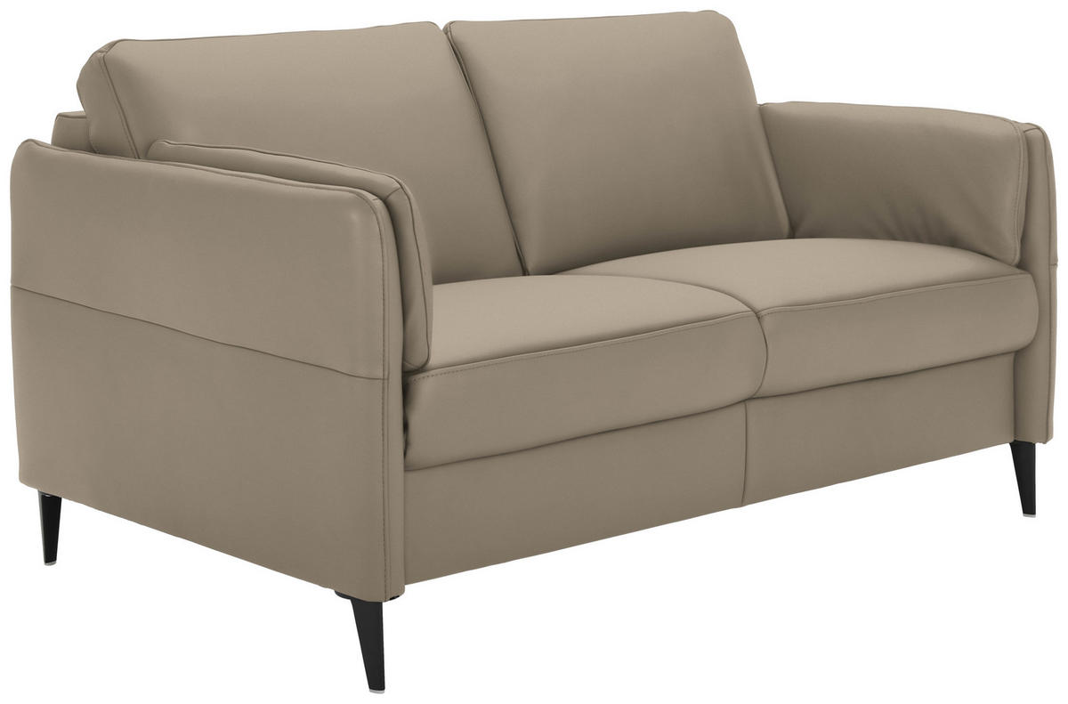 2,5-SITZER in Leder Greige  - Greige/Schwarz, Design, Leder/Metall (164/84/99cm) - Dieter Knoll