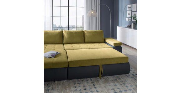 ECKSOFA in Flachgewebe Gelb, Grau  - Gelb/Grau, Design, Kunststoff/Textil (175/271cm) - Xora