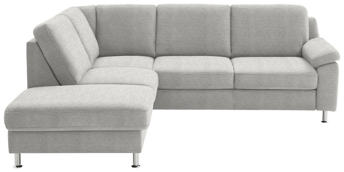 ECKSOFA Webstoff Creme  - Creme/Alufarben, Konventionell, Textil/Metall (200/241cm) - Beldomo System