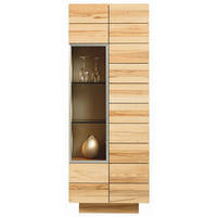 VITRINE in massiv, mehrschichtige Massivholzplatte (Tischlerplatte) Wildeiche Eichefarben  - Eichefarben, Design, Glas/Holz (64/202/42.5cm) - Voglauer