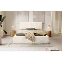 POLSTERBETT 140/200 cm, inkl. Lattenrost, Bettkasten,  in Creme  - Creme/Schwarz, MODERN, Holz/Textil (140/200cm) - MID.YOU