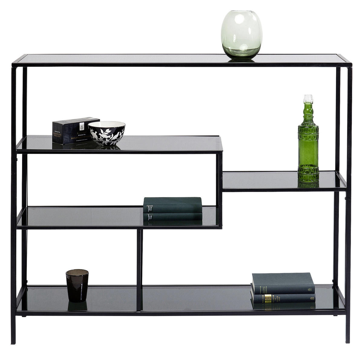 REGAL Anthrazit, Schwarz  - Anthrazit/Schwarz, Design, Glas/Metall (115/100/30cm) - Kare-Design
