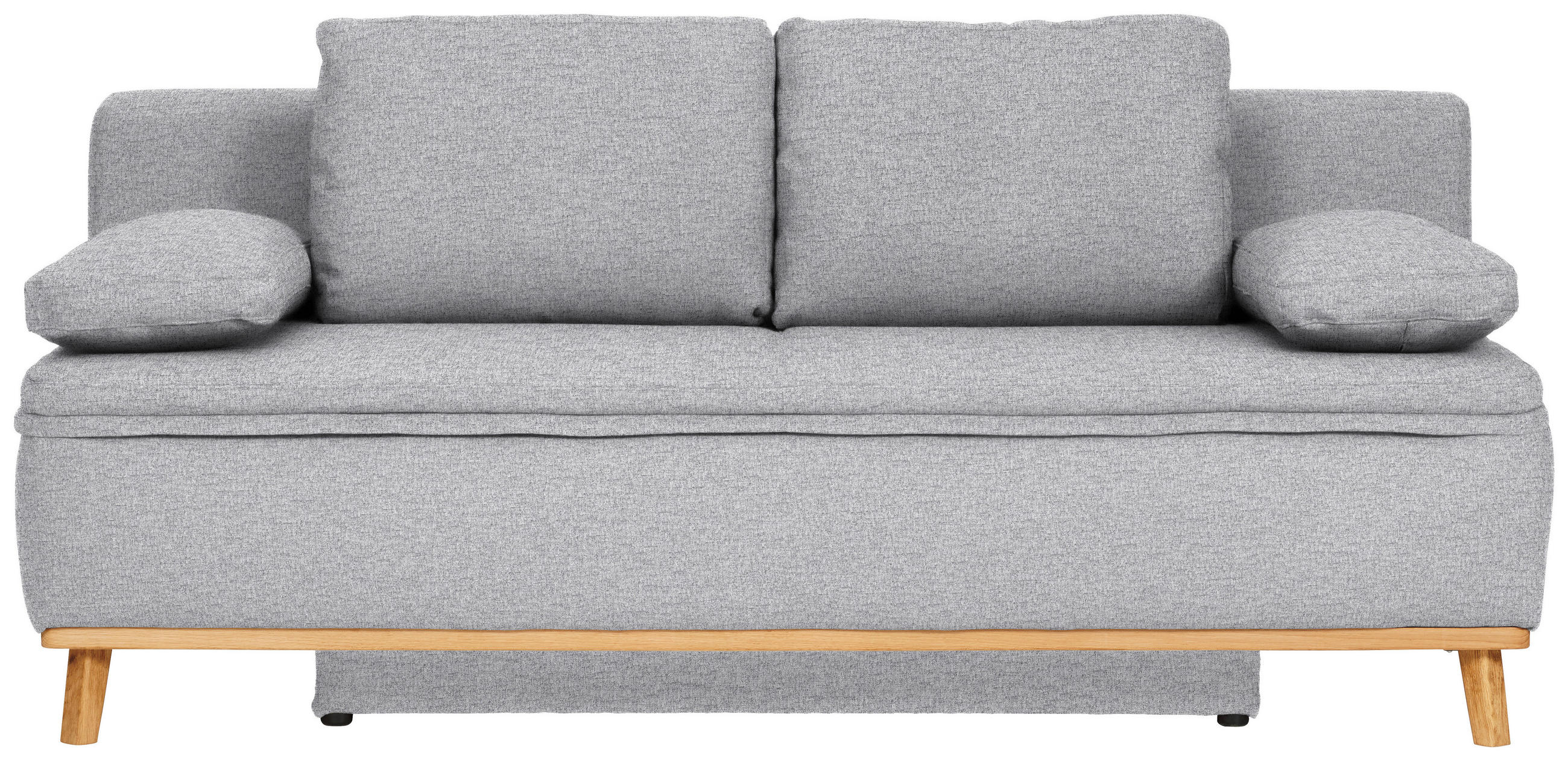SCHLAFSOFA Webstoff Grau  - Eichefarben/Naturfarben, KONVENTIONELL, Holz/Textil (203/95/96cm) - Venda