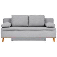 SCHLAFSOFA  mit Rücken echt Webstoff Grau  - Eichefarben/Naturfarben, KONVENTIONELL, Holz/Textil (203/95/96cm) - Venda