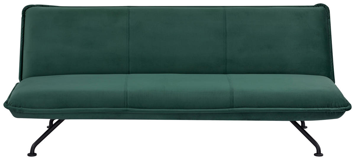 SCHLAFSOFA in Velours Grün  - Schwarz/Grün, MODERN, Textil/Metall (190/79/89cm) - MID.YOU