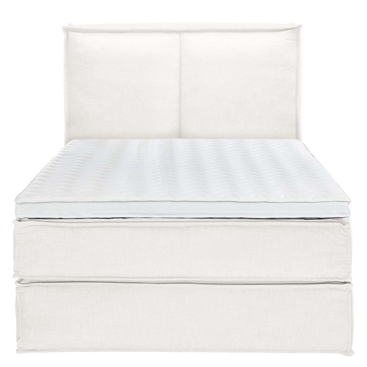 BOXSPRINGBETT 140/220 cm  in Creme  - Creme/Schwarz, Design, Kunststoff/Textil (140/220cm) - home24