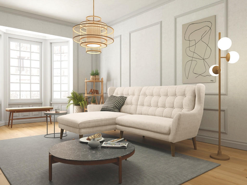 ECKSOFA in Webstoff Silberfarben - Eichefarben/Silberfarben, Konventionell, Holz/Textil (250/107/173cm) - Trendmanufaktur