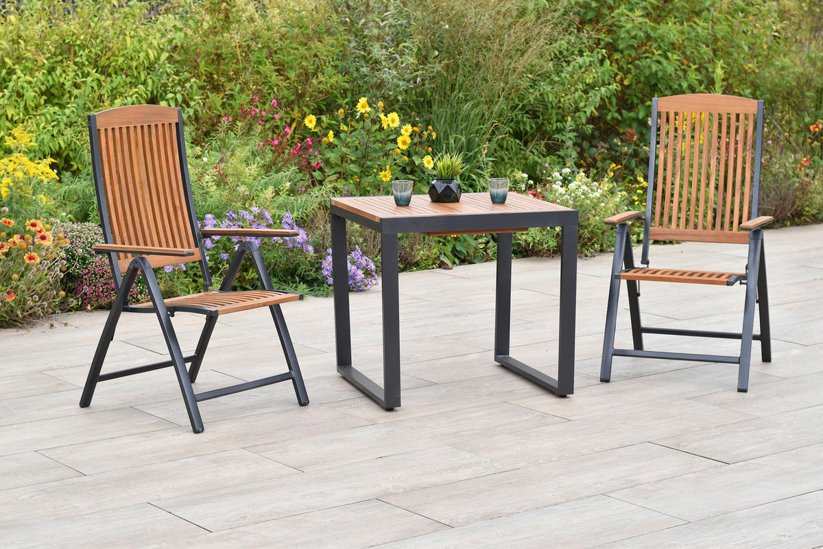 GARTENSET Akazie massiv Aluminium  - Graphitfarben/Naturfarben, MODERN, Holz/Metall - Gardenson