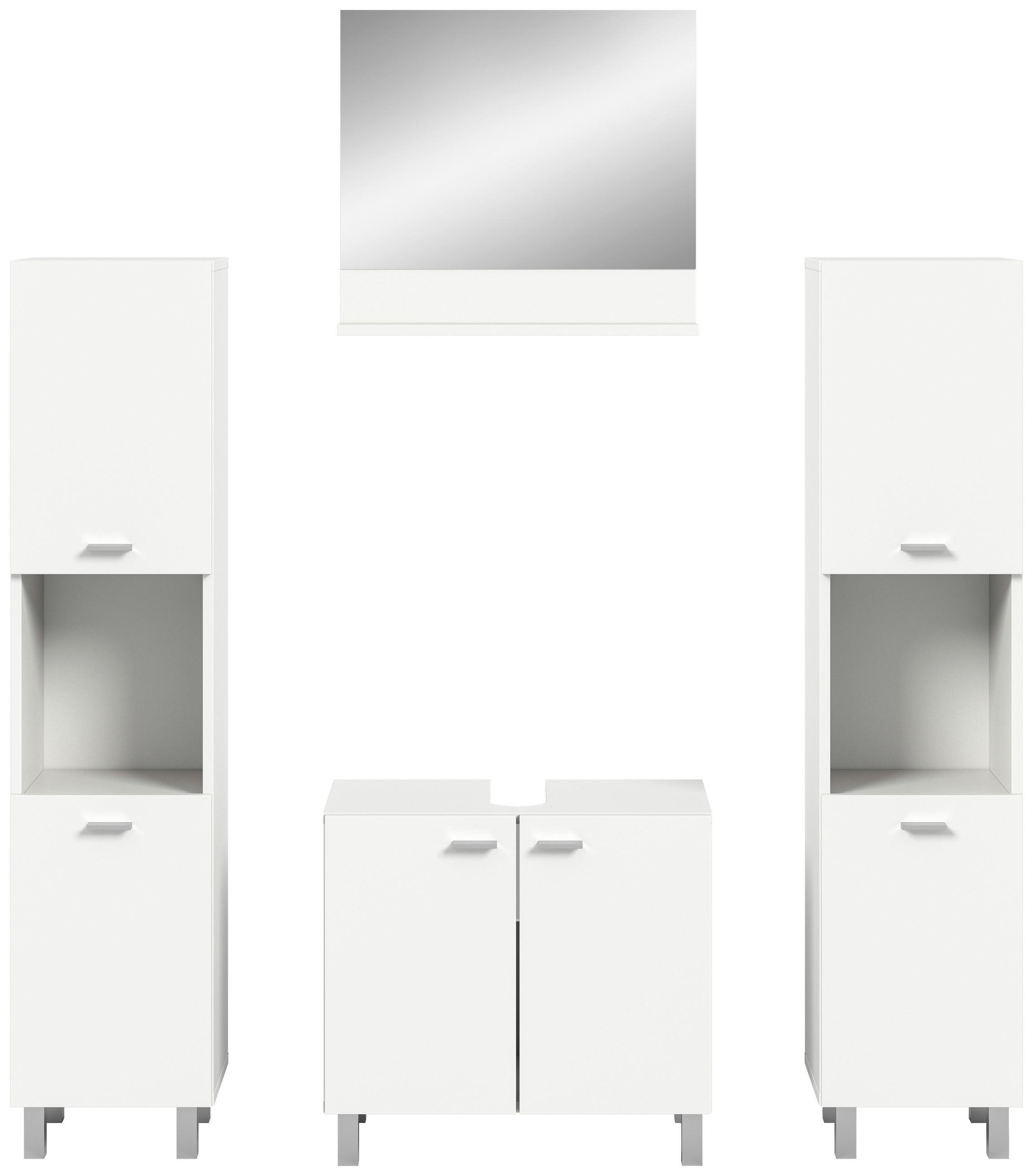 BADEZIMMER 4-teilig  in 117 cm  - Silberfarben/Weiß, MODERN, Glas/Holzwerkstoff (117cm) - MID.YOU