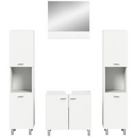BADEZIMMER 4-teilig  in 117 cm  - Silberfarben/Weiß, MODERN, Glas/Holzwerkstoff (117cm) - MID.YOU
