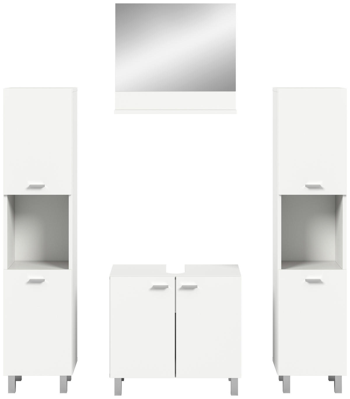 BADEZIMMER 4-teilig  in 117 cm  - Silberfarben/Weiß, MODERN, Glas/Holzwerkstoff (117cm) - MID.YOU