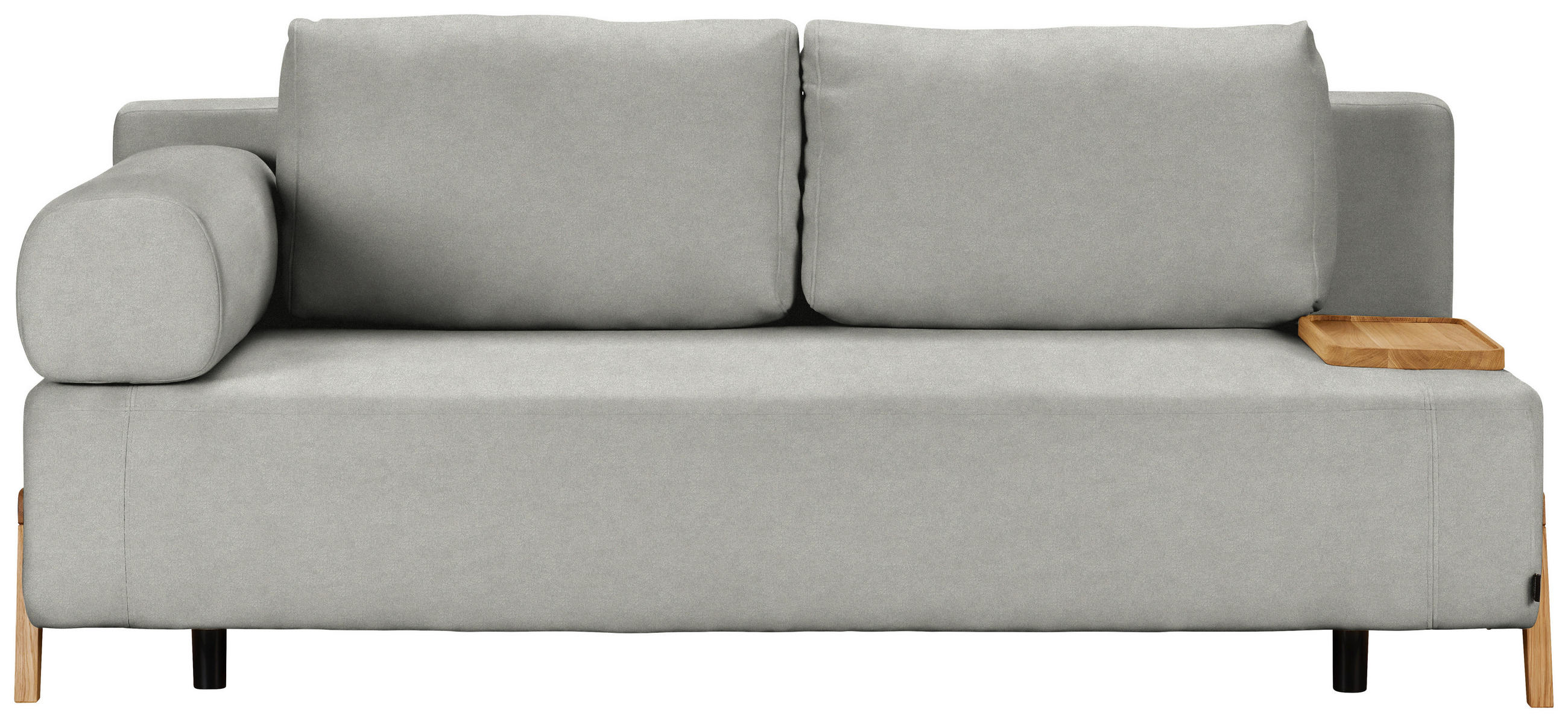 SCHLAFSOFA Mikrofaser Hellgrau  - Hellgrau/Naturfarben, Design, Holz/Textil (211/88/102cm) - Niels Andersson