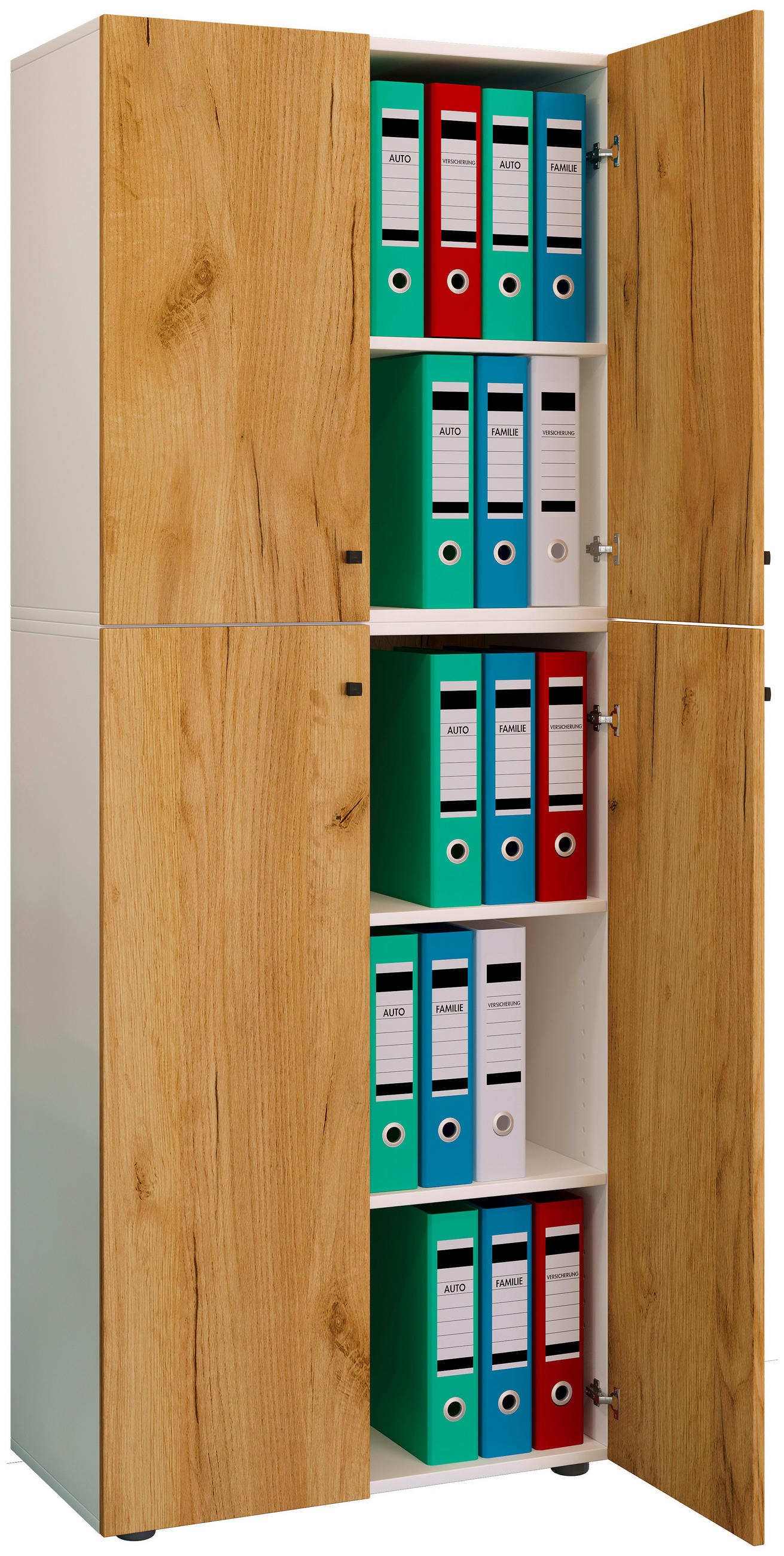 AKTENSCHRANK Weiß, Honigeiche  - Honigeiche/Weiß, Design, Holzwerkstoff (70/183/39cm) - MID.YOU