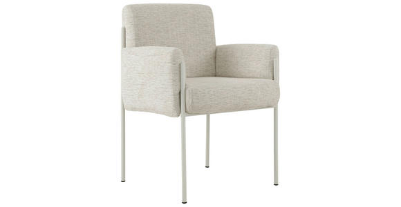 ARMLEHNSTUHL in Eisen Webstoff - Beige, Design, Textil/Metall (62/86/63cm) - Novel