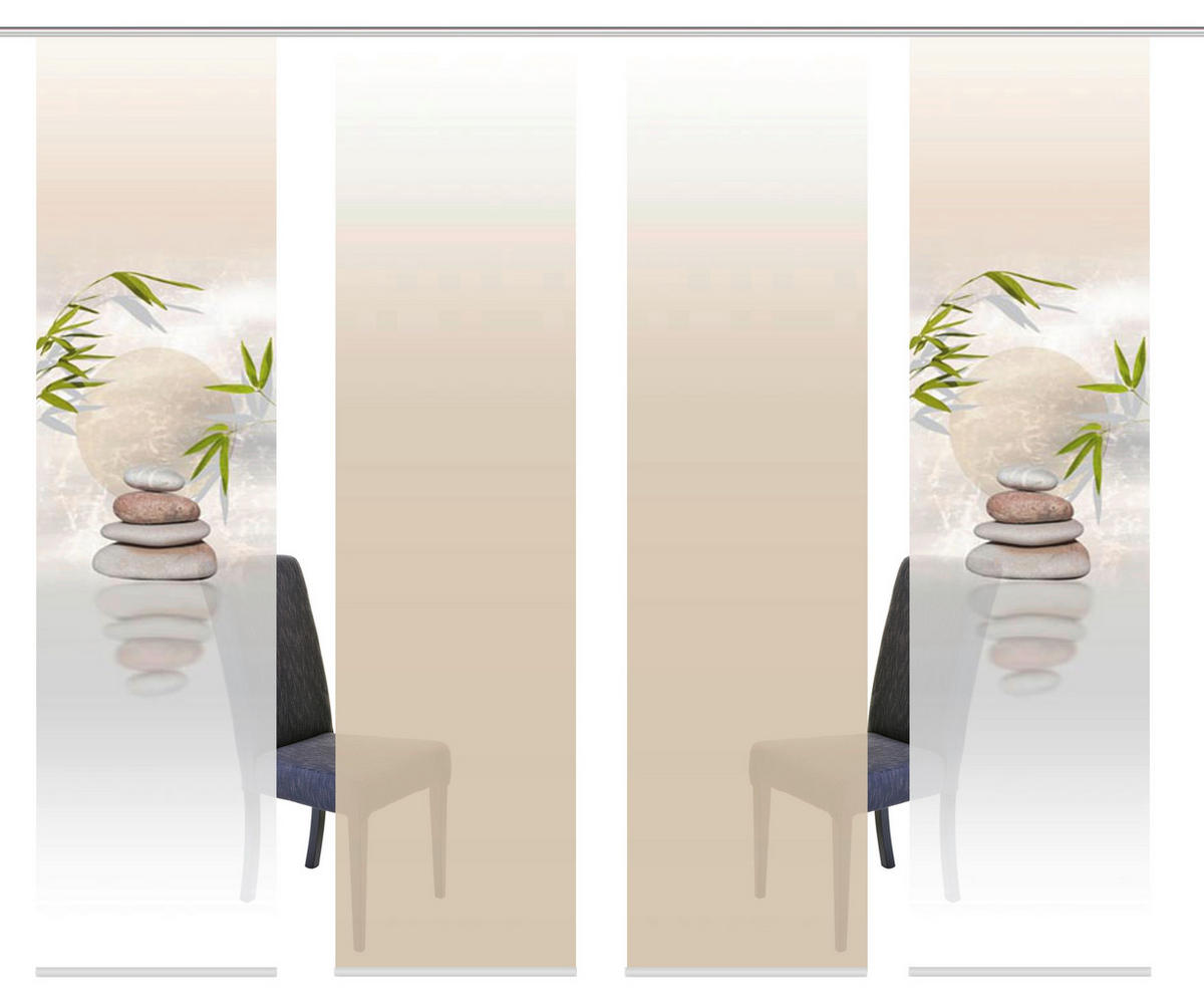 FLÄCHENVORHANG 4ER SET in Naturfarben halbtransparent  - Naturfarben, Design, Textil (60/245cm) - Schmidt W. Gmbh