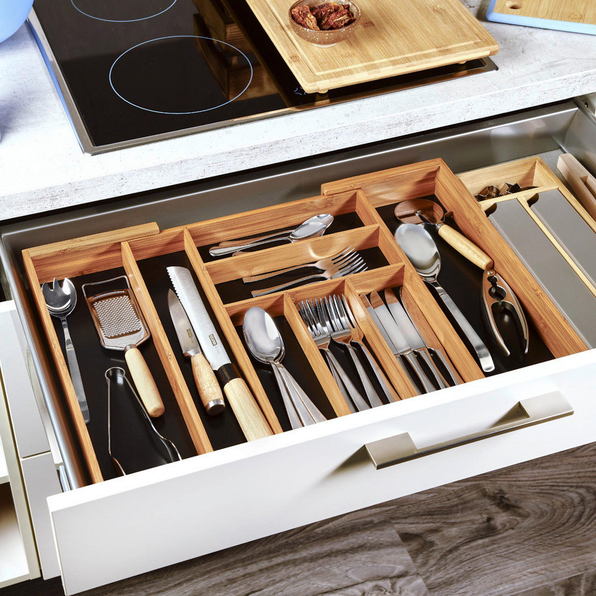 SCHUBLADENEINTEILUNG - Braun, Basics, Holz (35-58/43/6cm) - Homeware Profession.