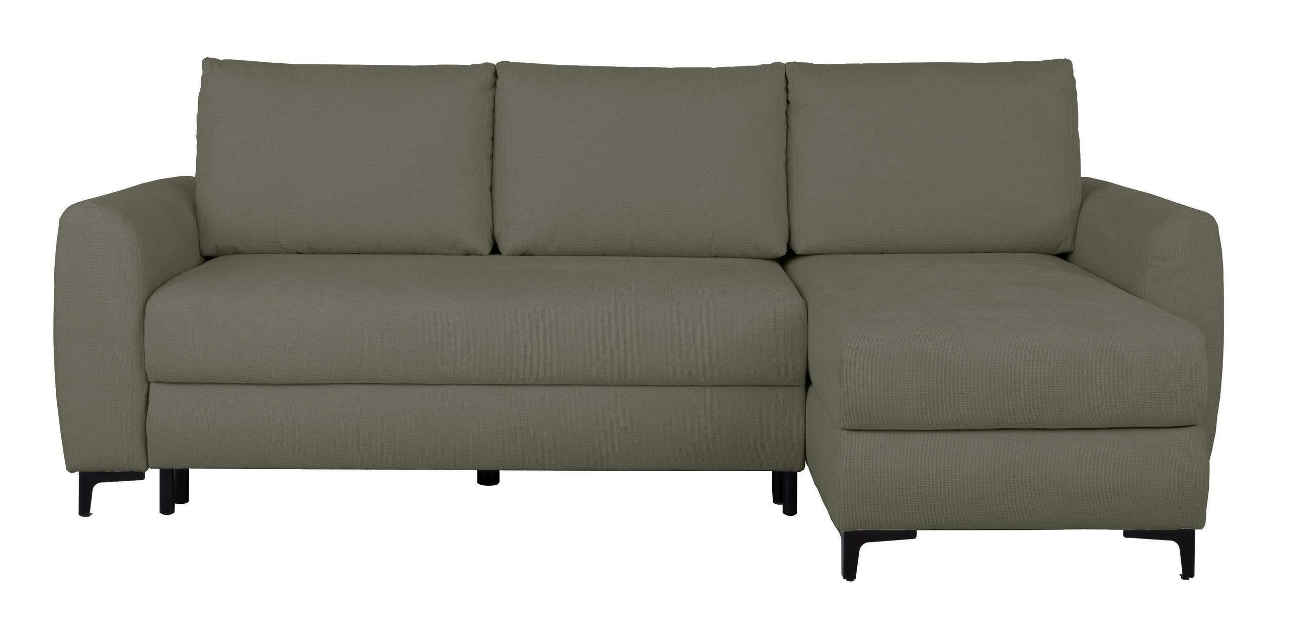 ECKSOFA Moli Grün Mikrofaser  - Schwarz/Grün, Design, Textil/Metall (236/148cm) - MID.YOU