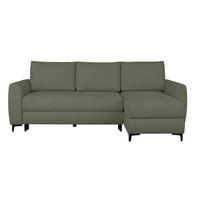 ECKSOFA Moli Grün Mikrofaser Rückenkissen, Bettkasten, Schlaffunktion, Rücken echt  - Schwarz/Grün, Design, Textil/Metall (236/148cm) - MID.YOU