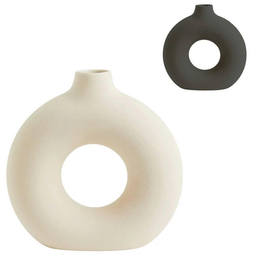 UKRASNA VAZA      kamen  - bela/crna, Osnovno, kamen (10.5/31/31cm)