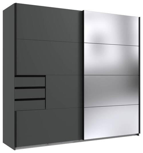 SCHIEBETÜRENSCHRANK 2-türig Anthrazit, Klar  - Klar/Anthrazit, KONVENTIONELL, Glas/Holzwerkstoff (225l) - MID.YOU