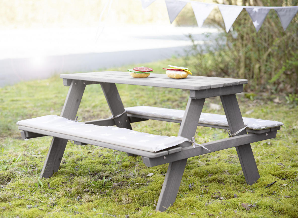 Holz Kinder-Picknicktisch bestellen in aus Grau
