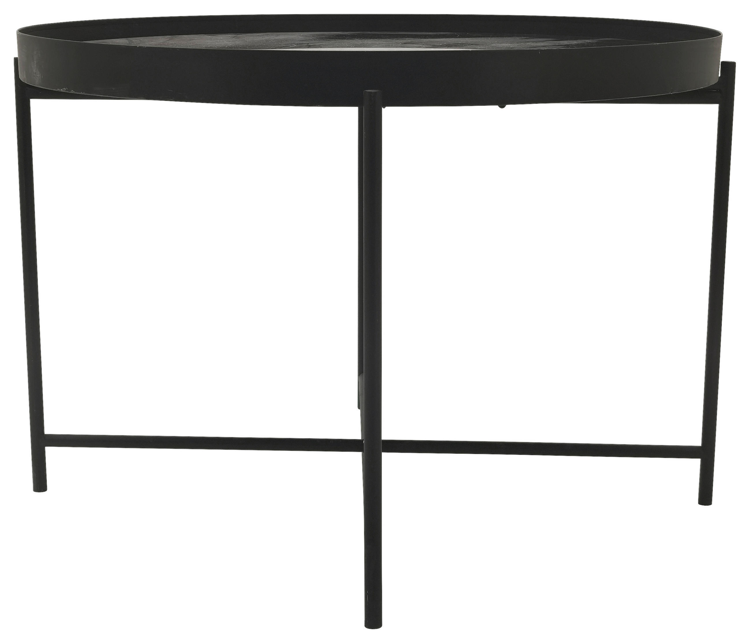 BEISTELLTISCH 60/60/43 cm teilmassiv Grau, Schwarz rund  - Schwarz/Grau, Design, Glas/Holzwerkstoff (60/60/43cm) - Carryhome