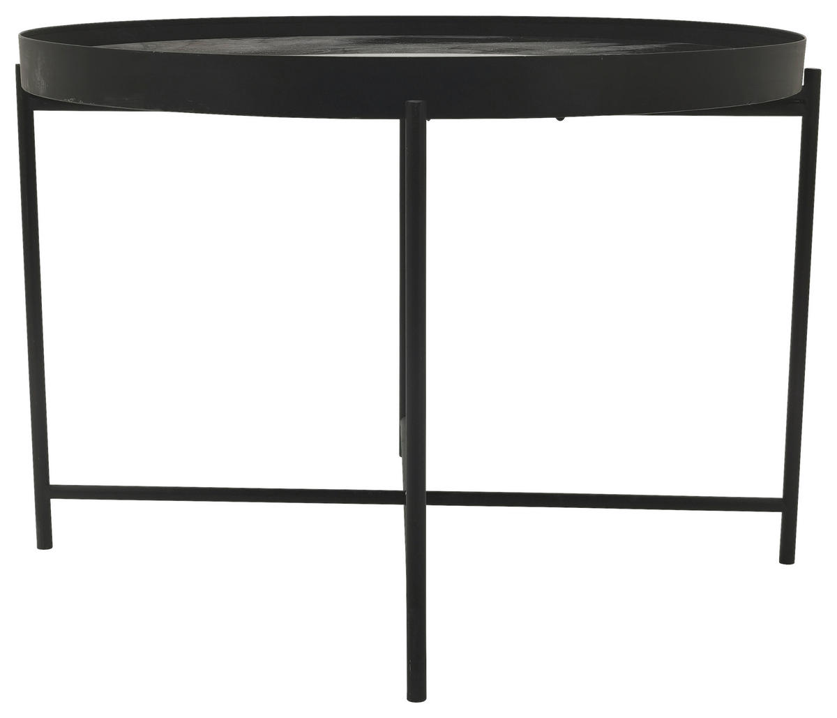 BEISTELLTISCH 60/60/43 cm teilmassiv Grau, Schwarz rund  - Schwarz/Grau, Design, Glas/Holzwerkstoff (60/60/43cm) - Carryhome