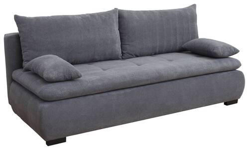 SCHLAFSOFA in Webstoff, Plüsch Grau  - Schwarz/Grau, Konventionell, Textil (203/72-96/98cm) - Novel