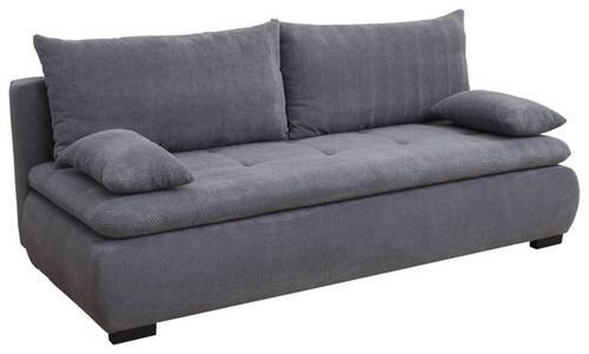 SCHLAFSOFA in Webstoff, Plüsch Grau  - Schwarz/Grau, Konventionell, Textil (203/72-96/98cm) - Novel