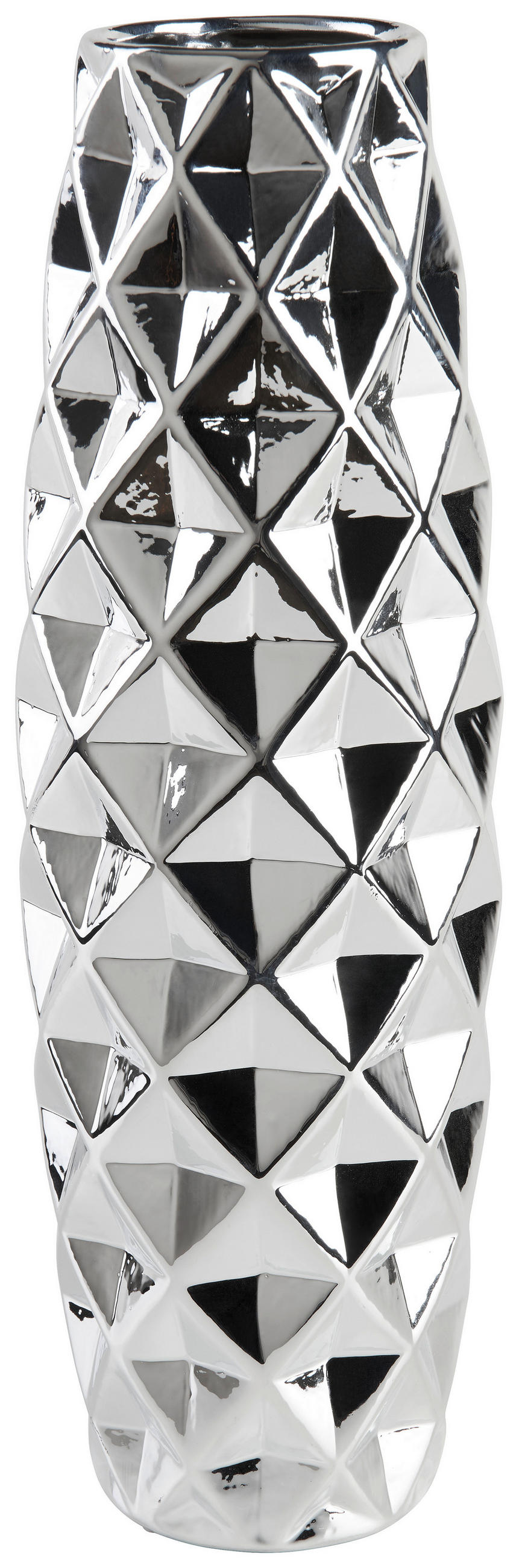 VÁZA, keramika, 47 cm - barvy stříbra, Basics, keramika (15/47cm) - Ambia Home