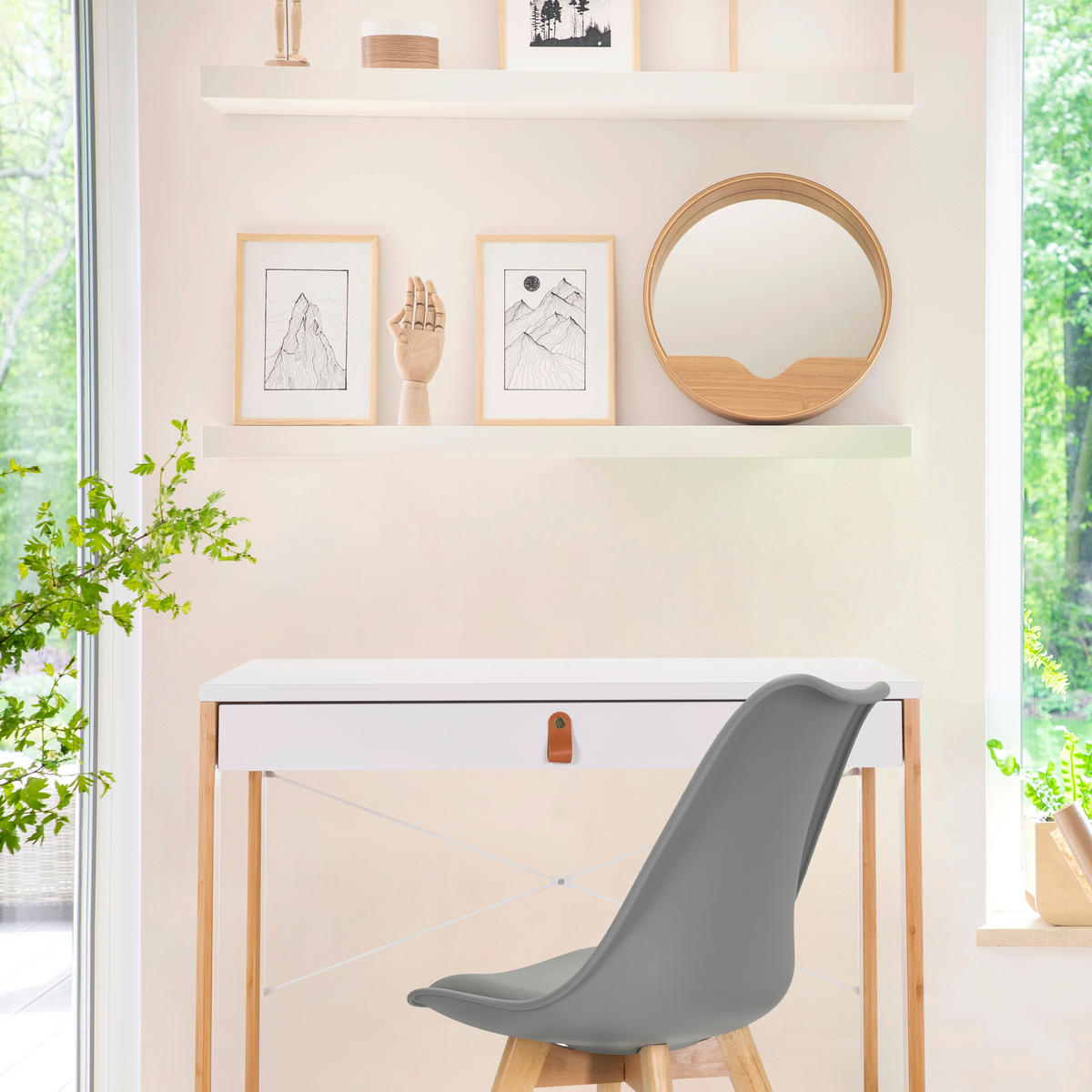 SKRIVBORD 80/75/42 cm  i vit  - vit, Modern, trämaterial/trä (80/75/42cm) - MID.YOU