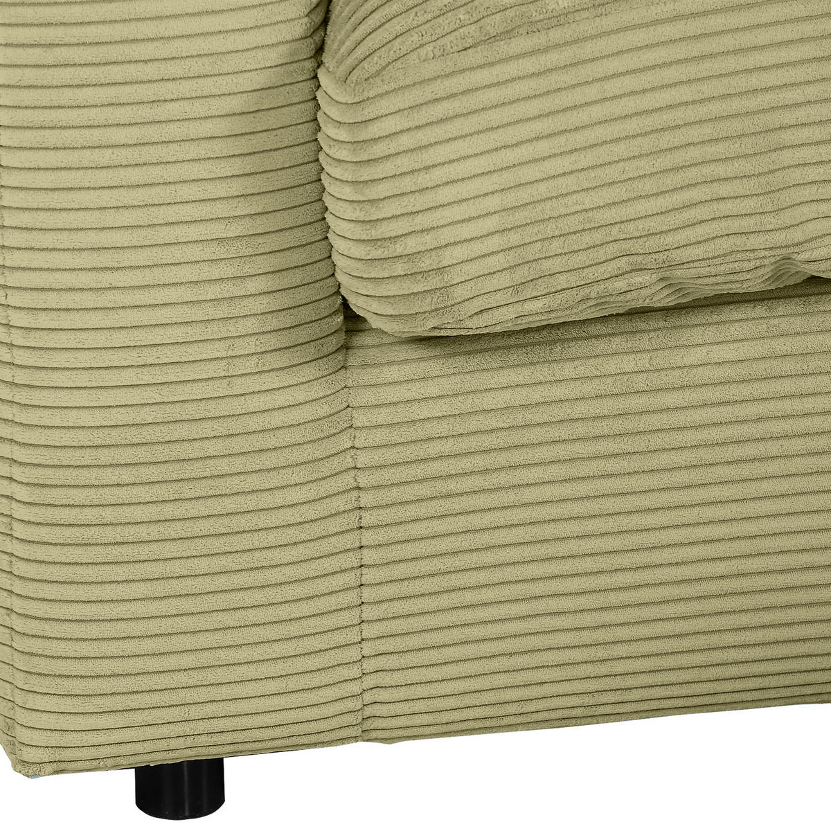 ECKSOFA in Cord Hellgrün  - Schwarz/Hellgrün, Design, Kunststoff/Textil (235/175cm) - home24